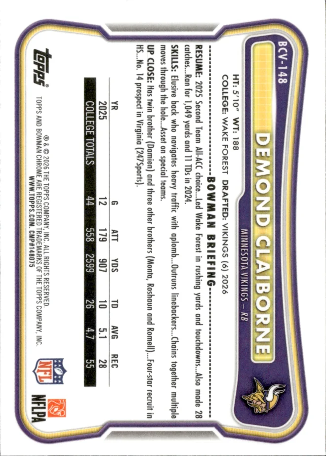 Demond Claiborne card back