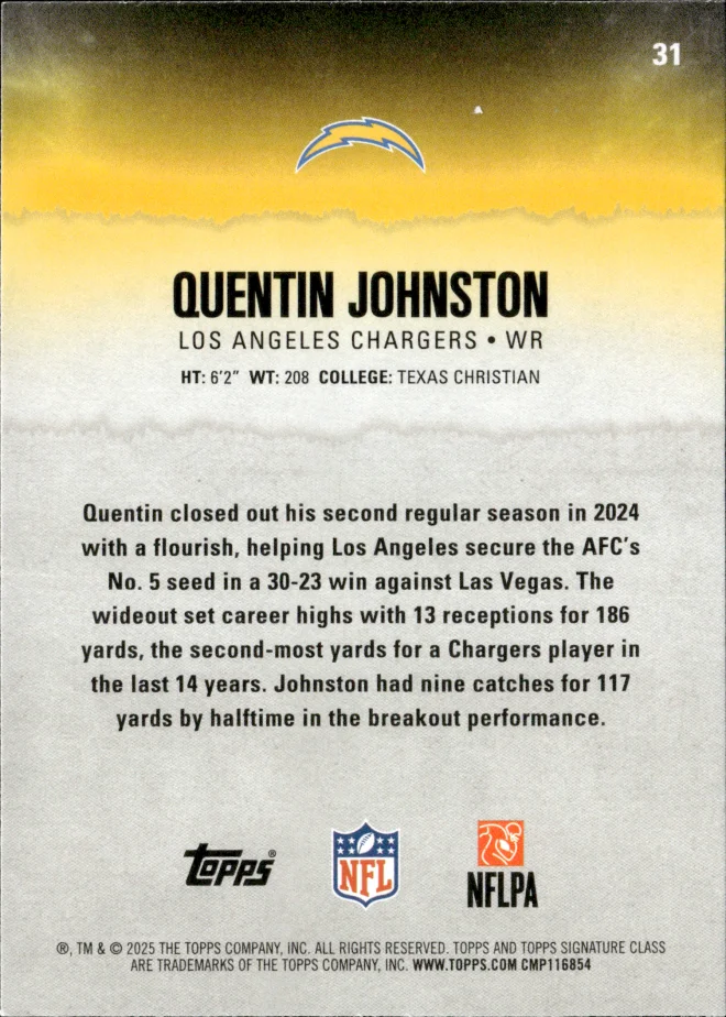 Quentin Johnston card back