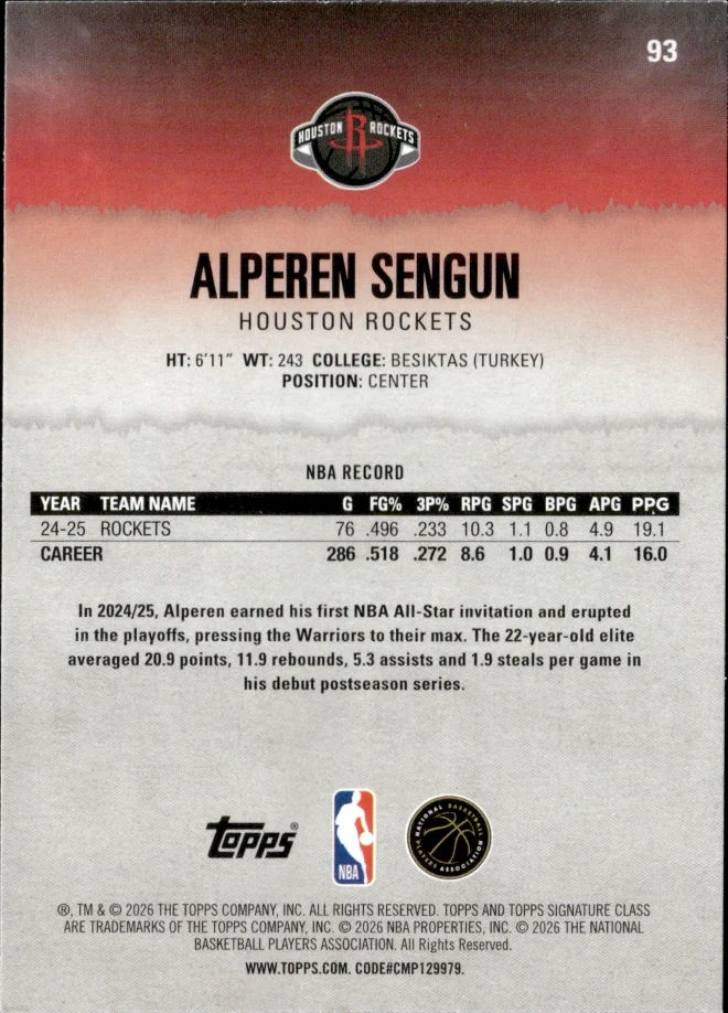 Alperen Sengun card back