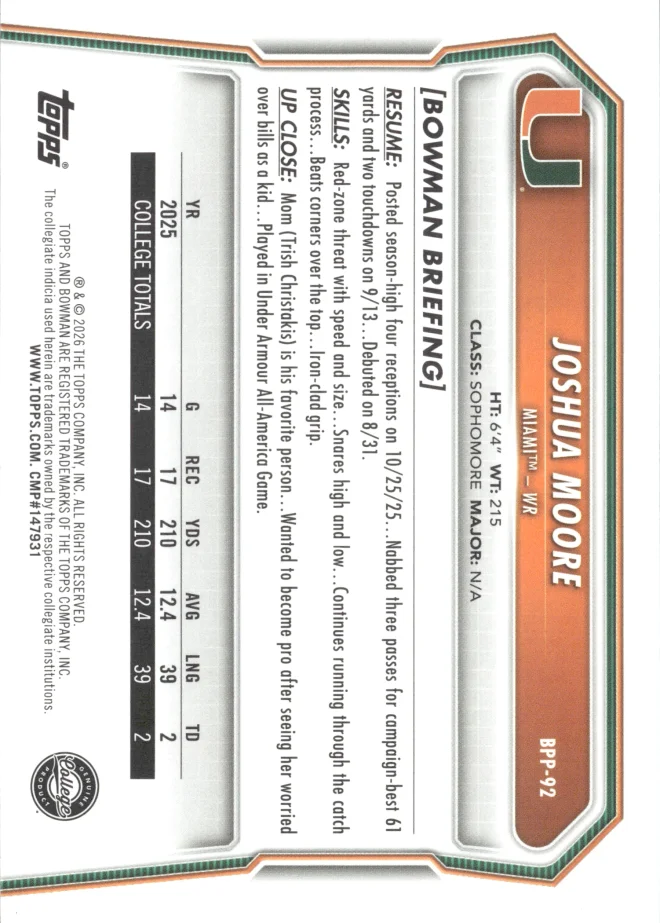 Joshua Moore card back