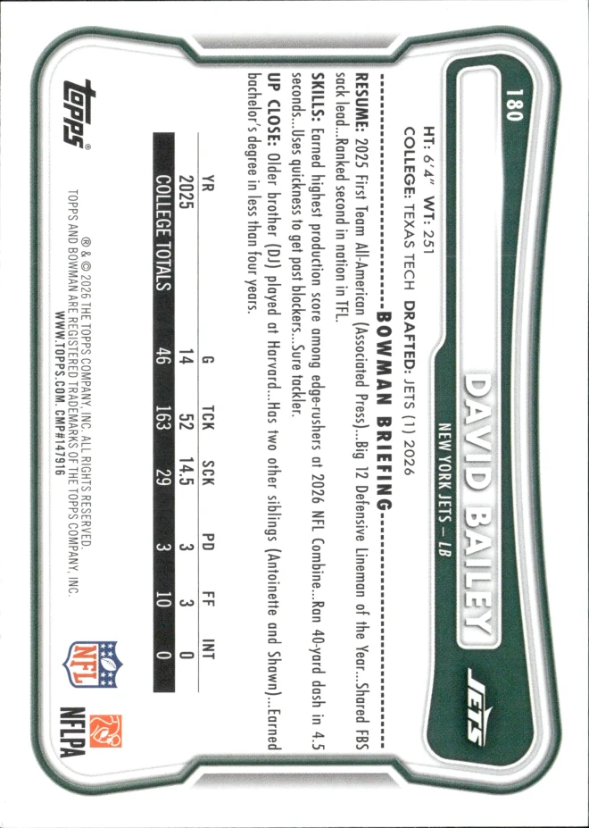 David Bailey card back
