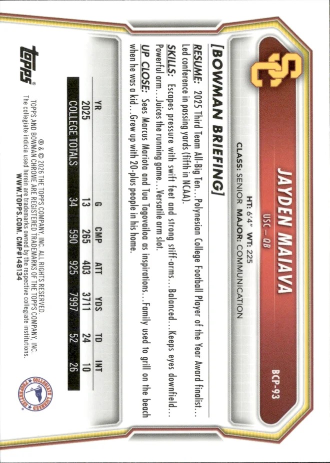 Jayden Maiava card back