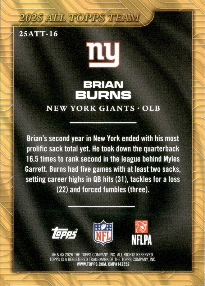 Brian Burns card back