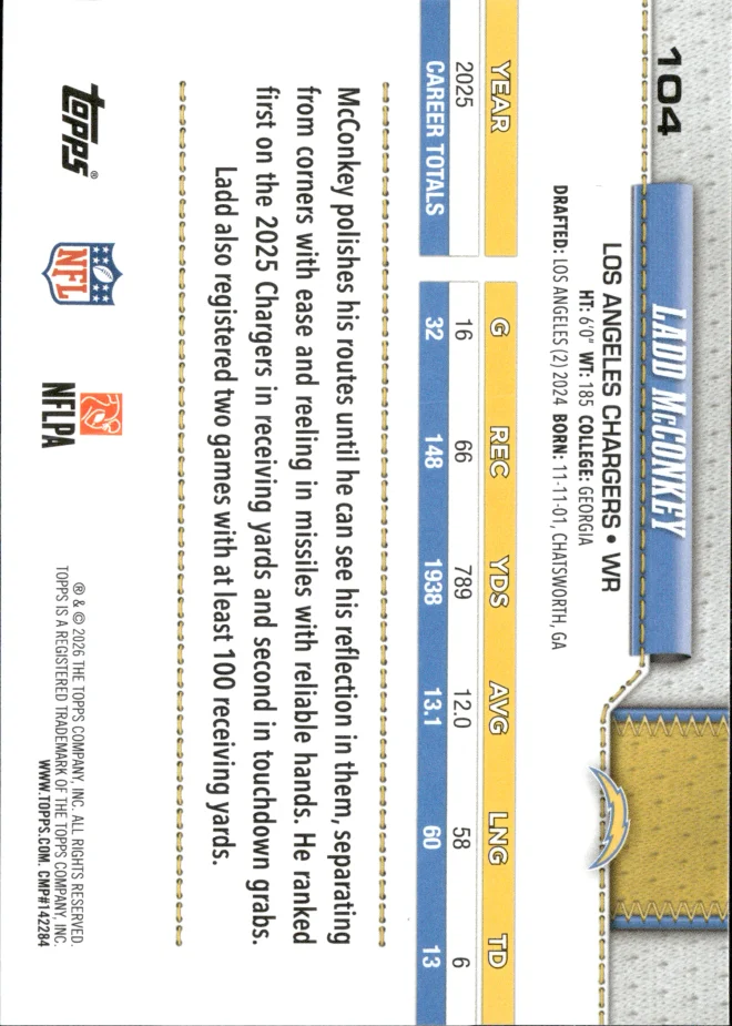 Ladd McConkey card back