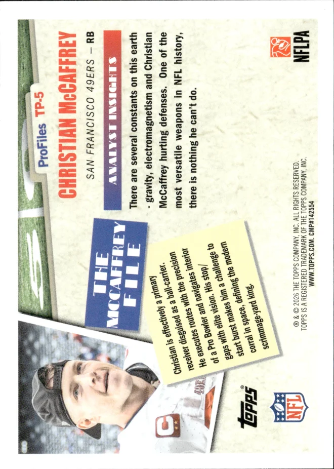 Christian McCaffrey card back