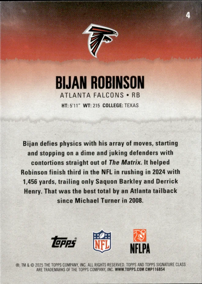 Bijan Robinson card back