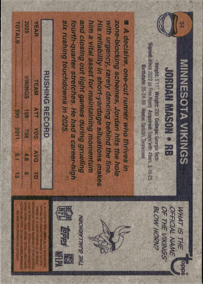 Jordan Mason card back