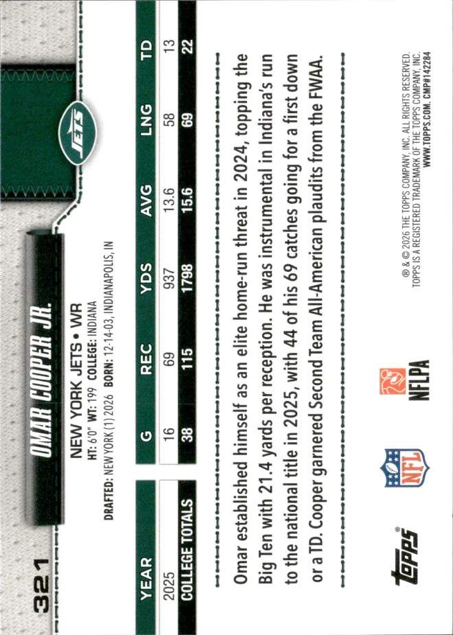 Omar Cooper Jr. card back
