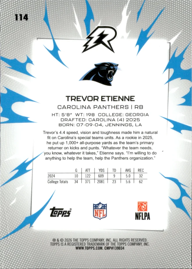 Trevor Etienne card back
