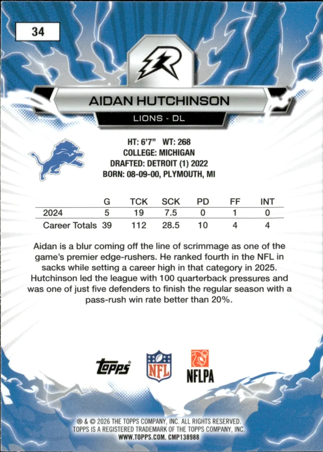 Aidan Hutchinson card back