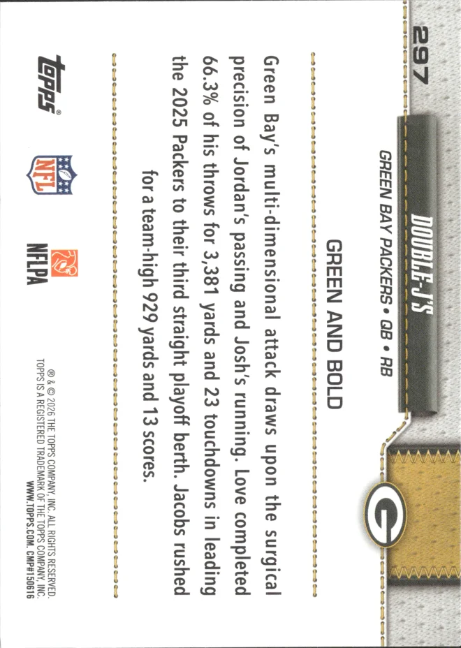 Jordan Love / Josh Jacobs card back