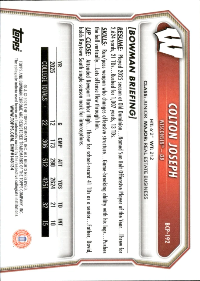 Colton Joseph card back