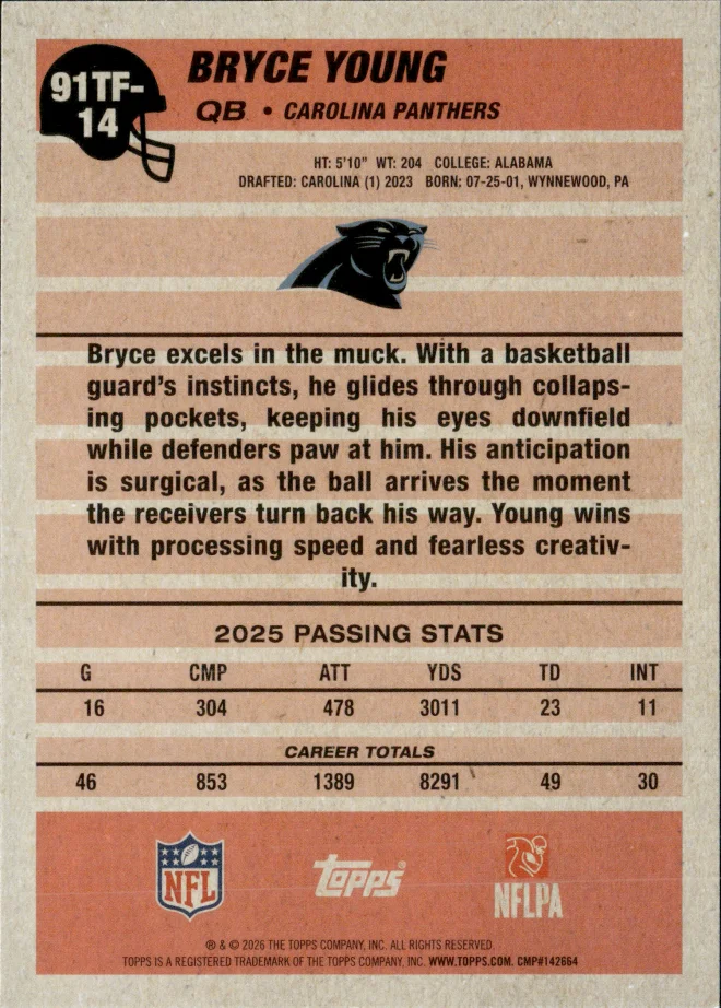 Bryce Young card back