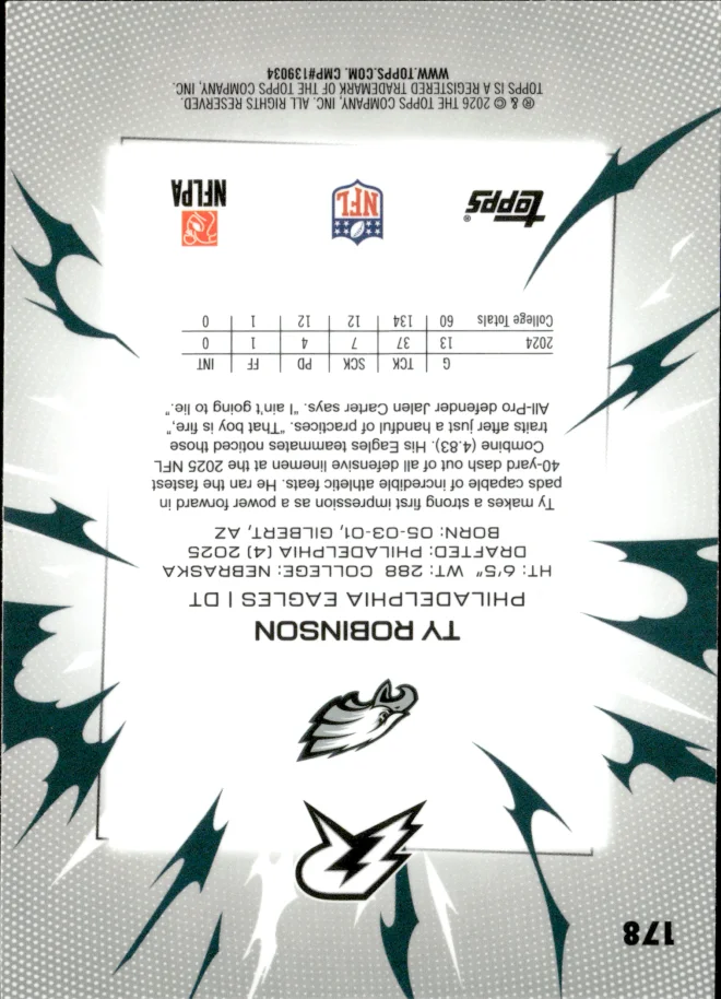 Ty Robinson card back
