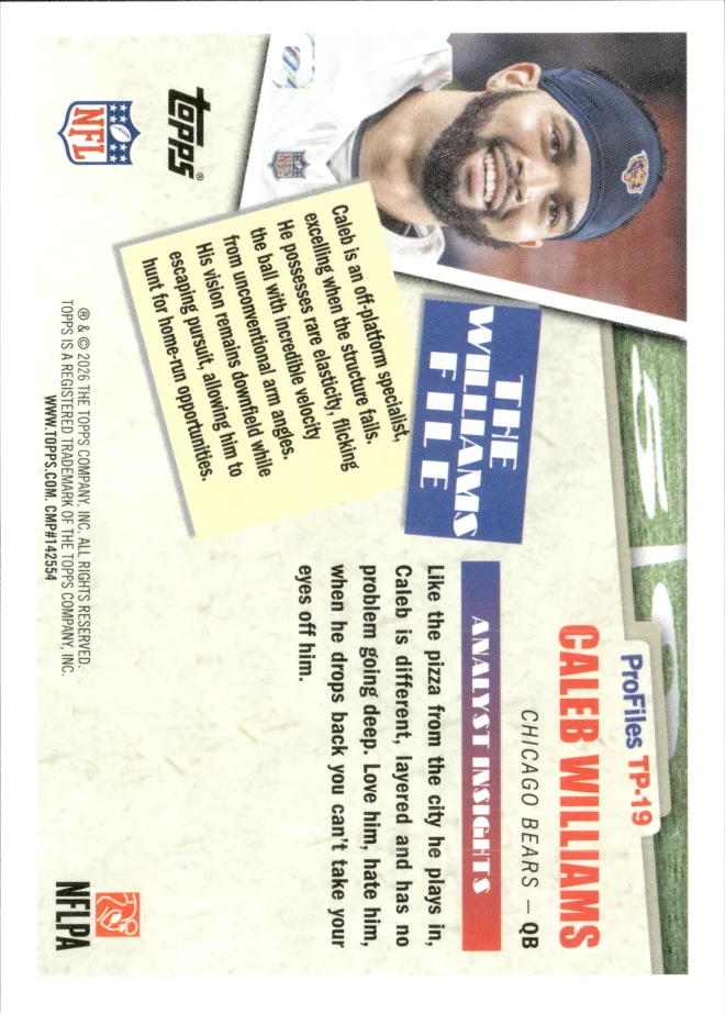 Caleb Williams card back