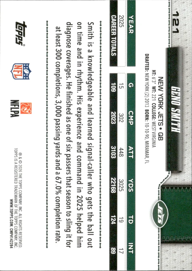 Geno Smith card back