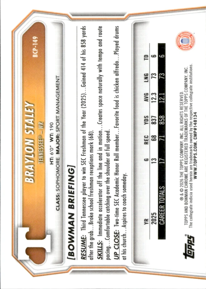 Braylon Staley card back