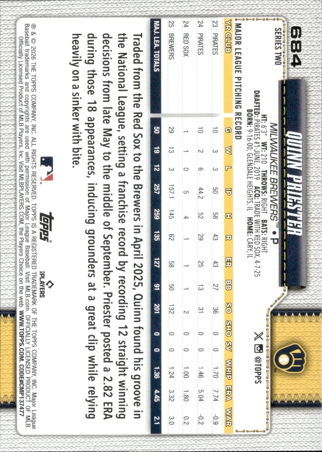 Quinn Priester card back