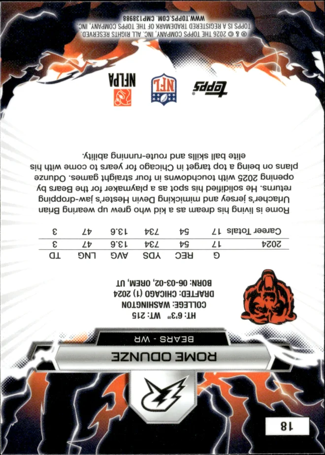 Rome Odunze card back