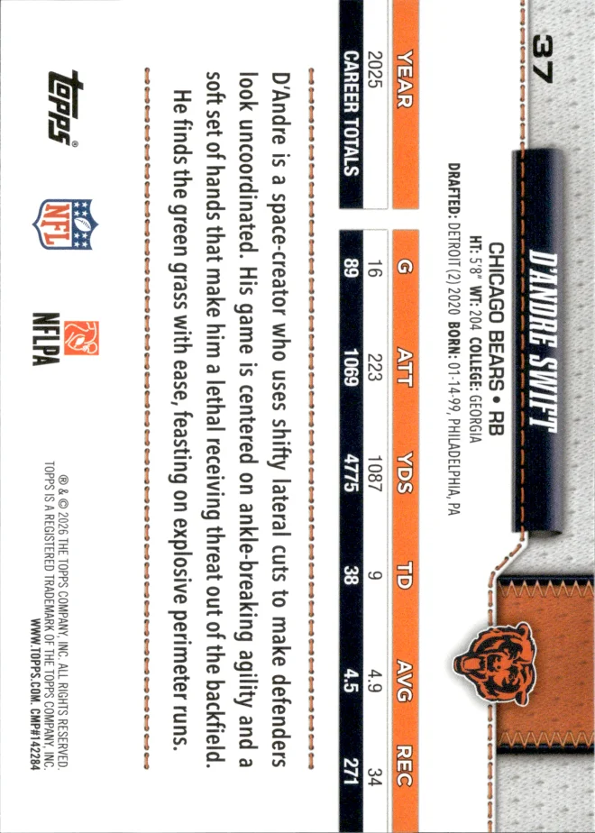 D'Andre Swift card back