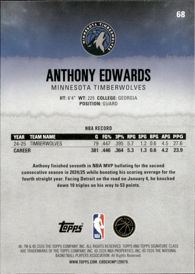 Anthony Edwards card back