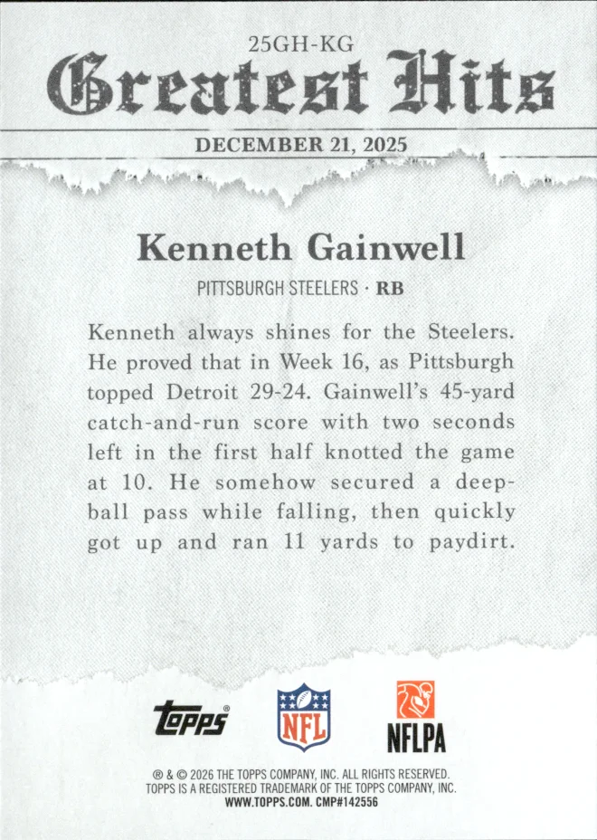 Kenneth Gainwell card back