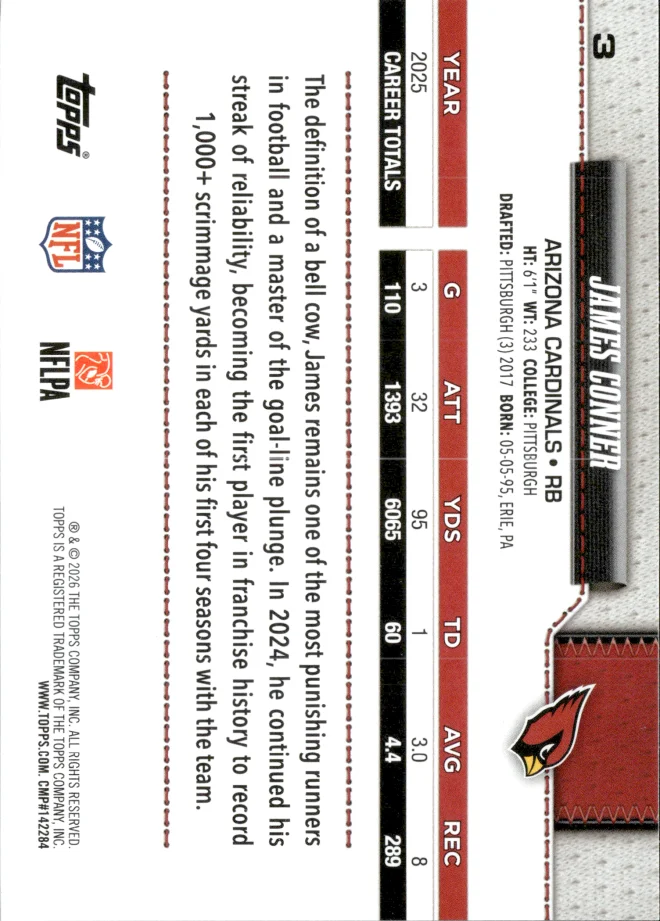 James Conner card back