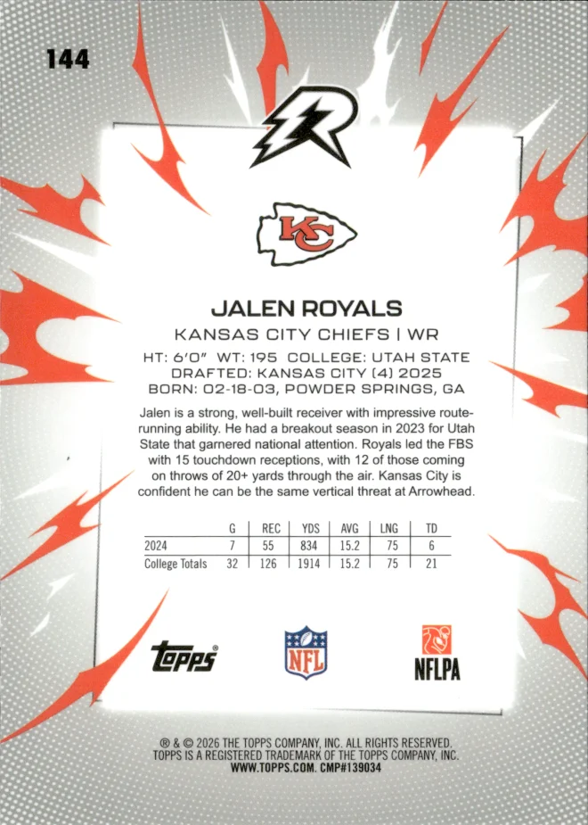 Jalen Royals card back
