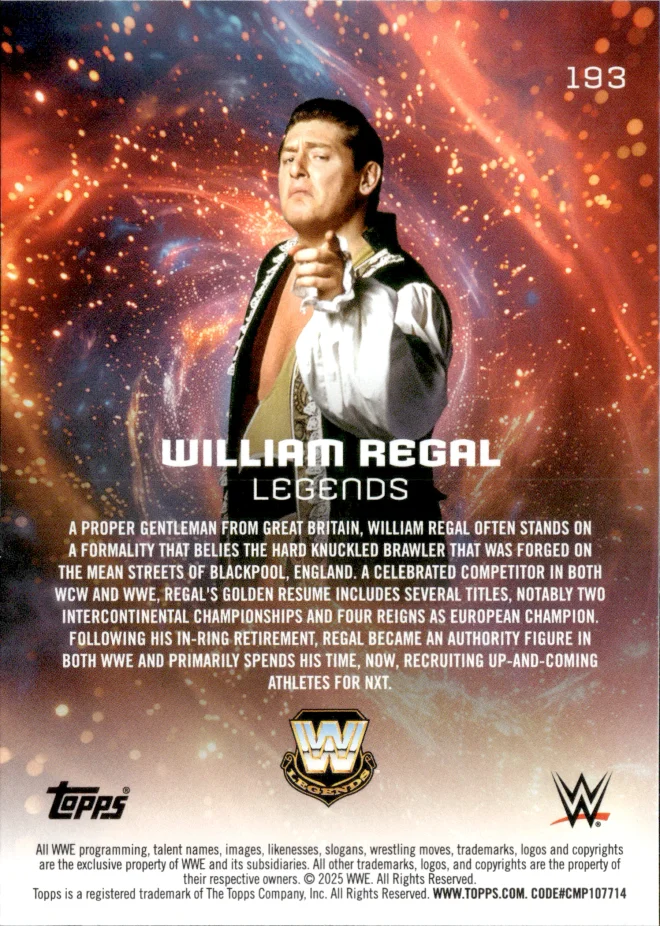 William Regal card back
