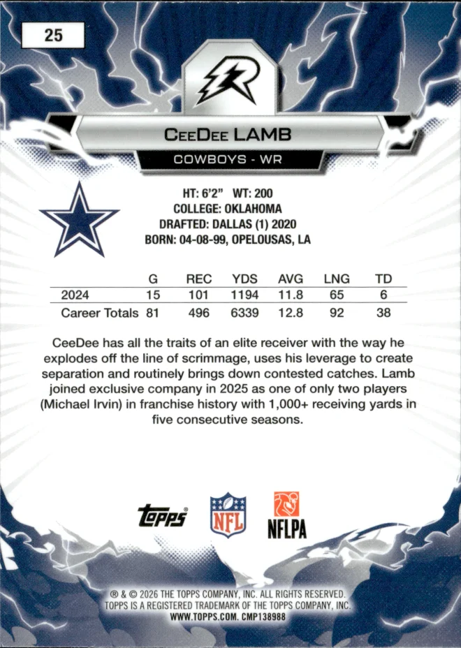 CeeDee Lamb card back