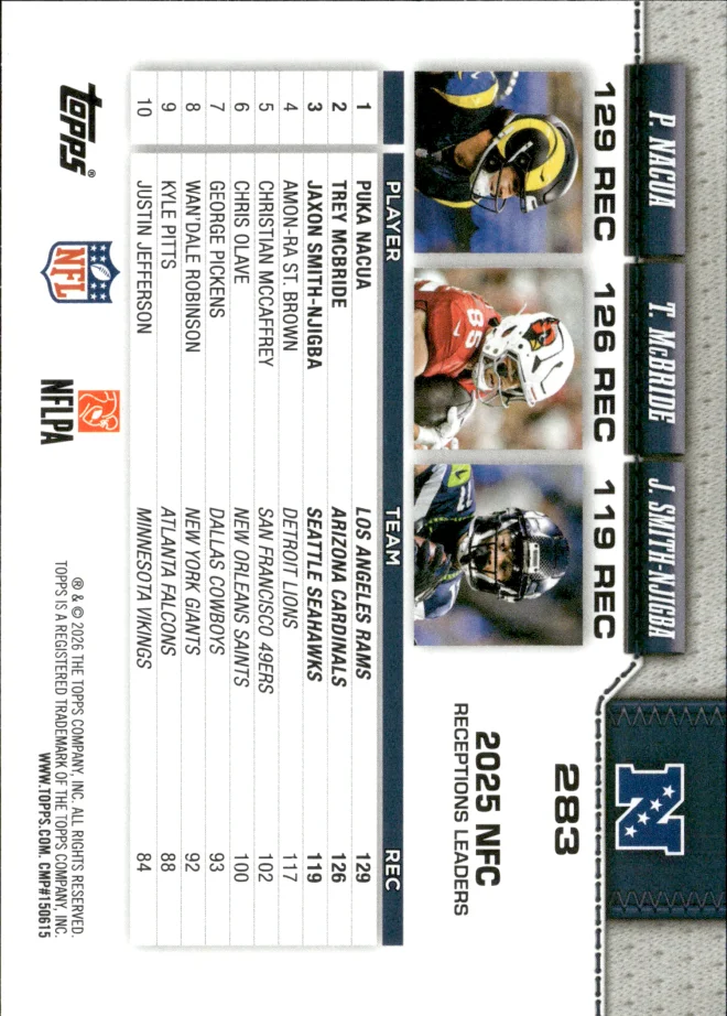 Puka Nacua / Trey McBride / Jaxon Smith-Njigba card back