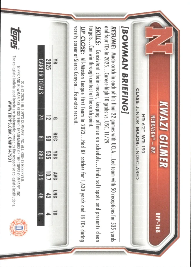 Kwazi Gilmer card back
