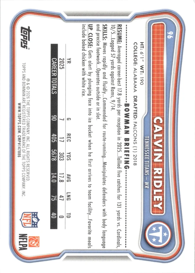 Calvin Ridley card back