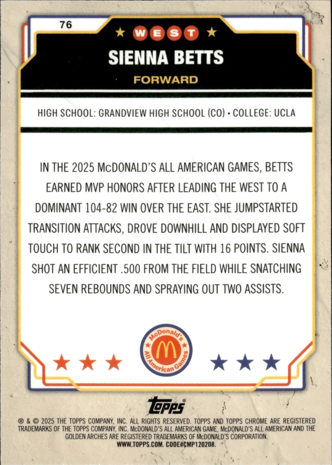 Sienna Betts card back