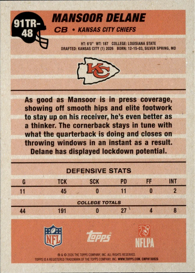 Mansoor Delane card back