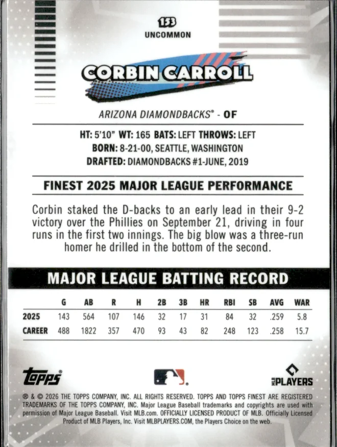 Corbin Carroll card back