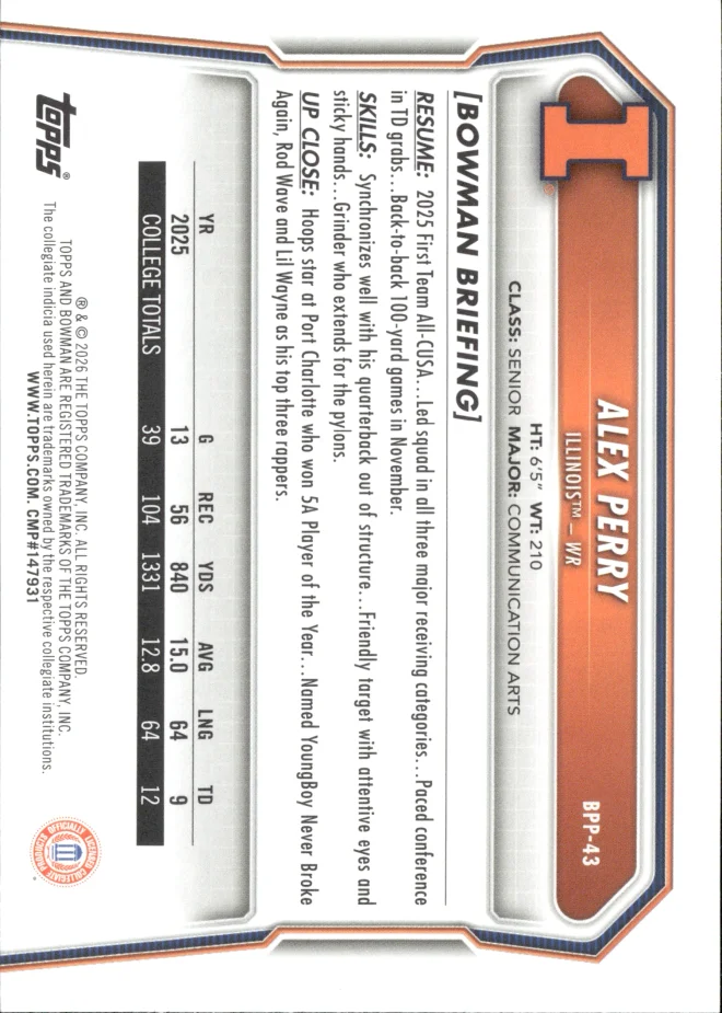 Alex Perry card back