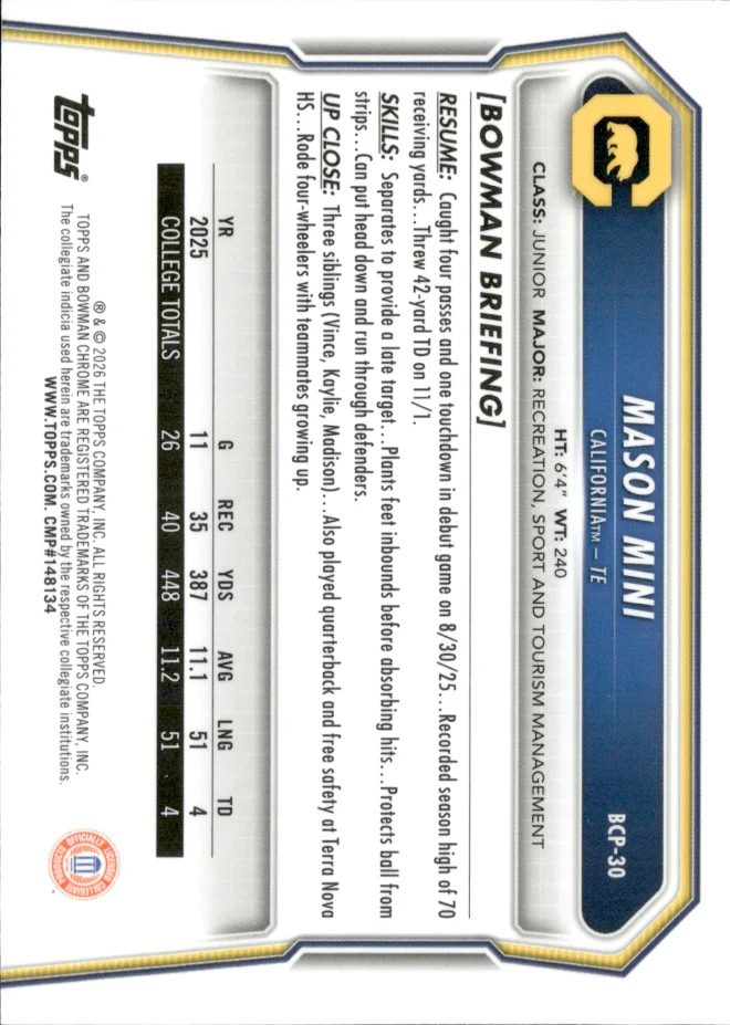 Mason Mini card back