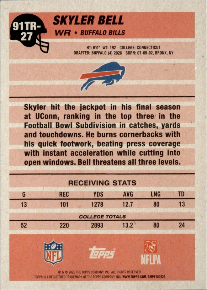 Skyler Bell card back