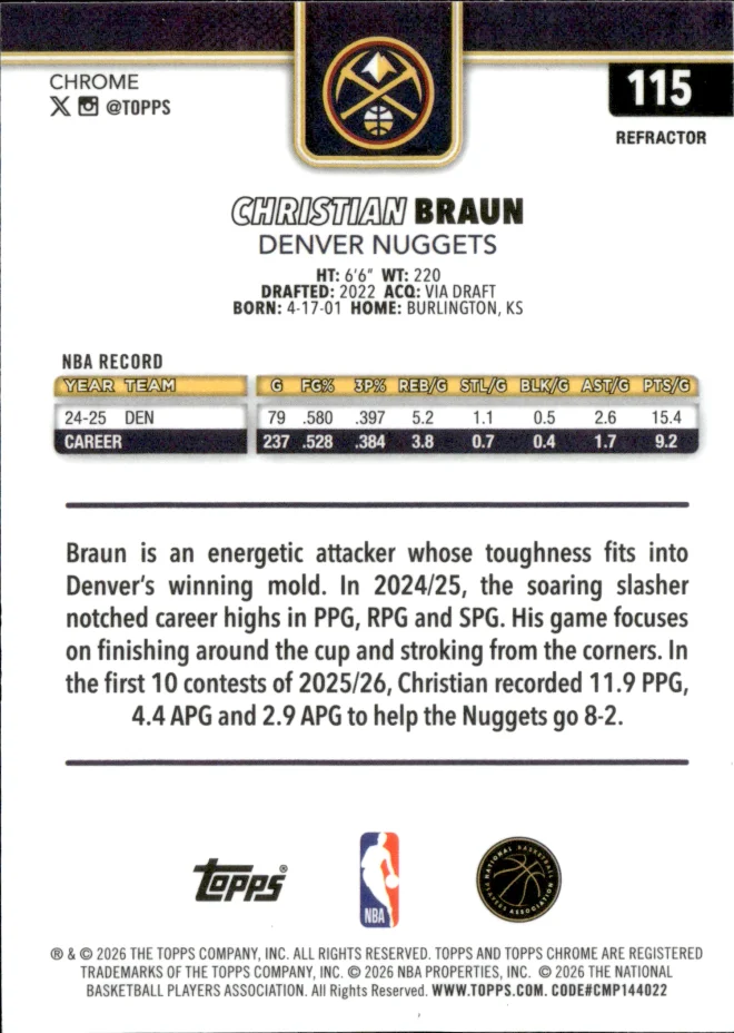 Christian Braun card back