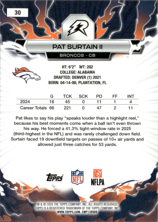 Pat Surtain II card back