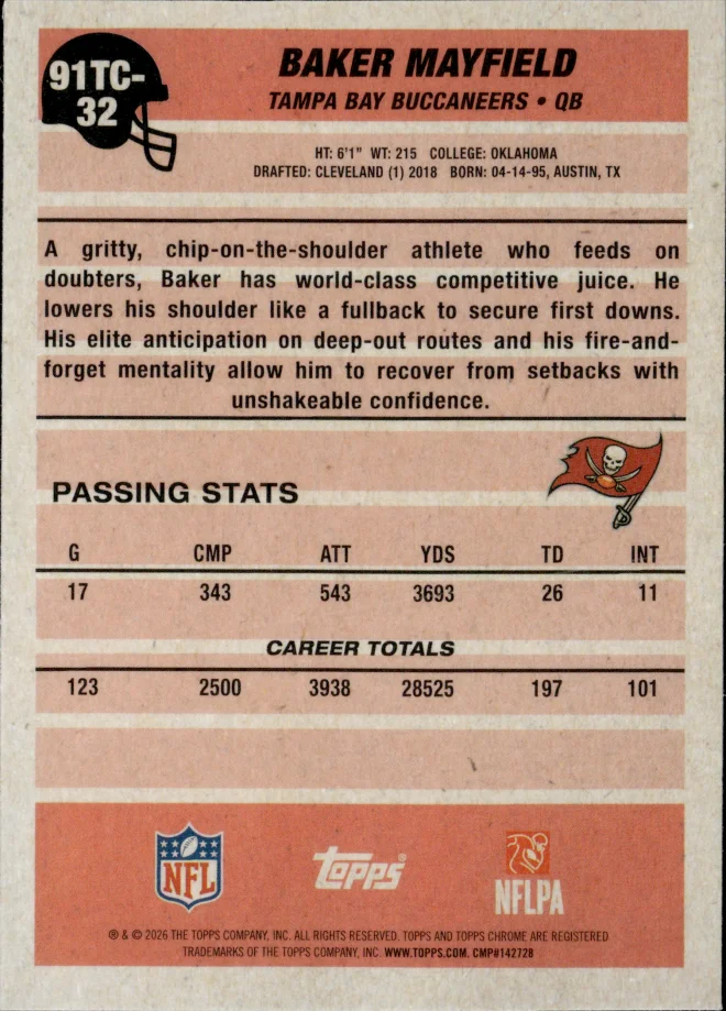 Baker Mayfield card back