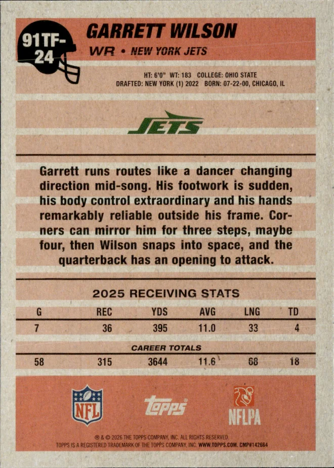 Garrett Wilson card back