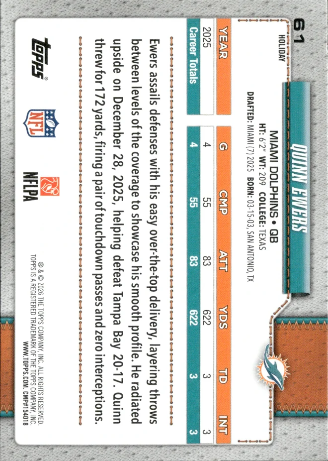 Quinn Ewers card back