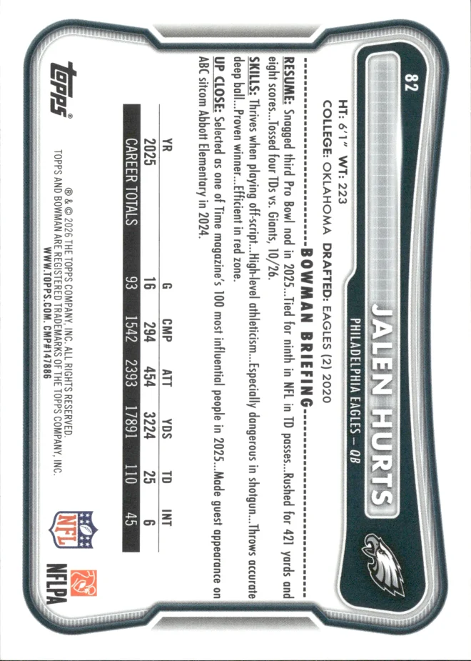Jalen Hurts card back