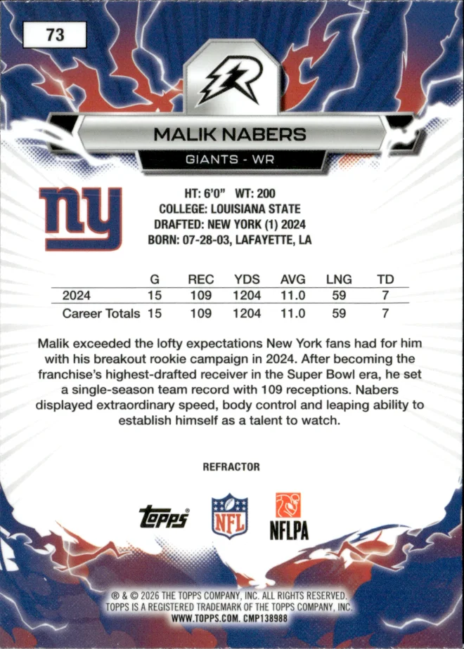 Malik Nabers card back
