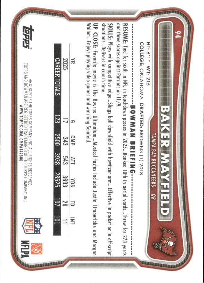Baker Mayfield card back