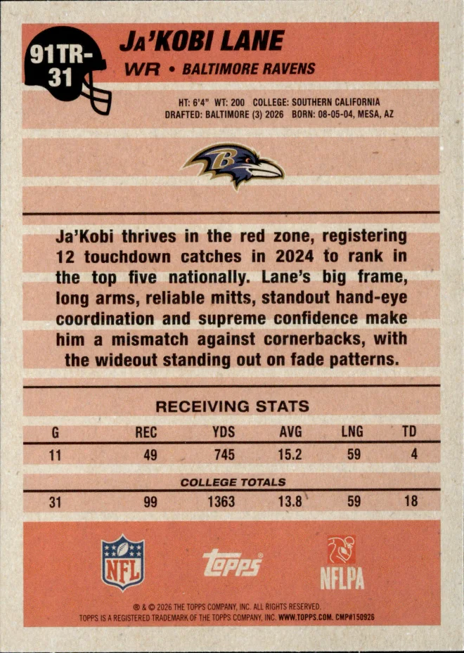 Ja'Kobi Lane card back