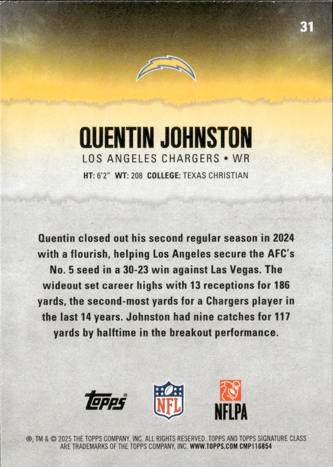 Quentin Johnston card back