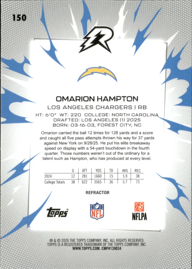 Omarion Hampton card back